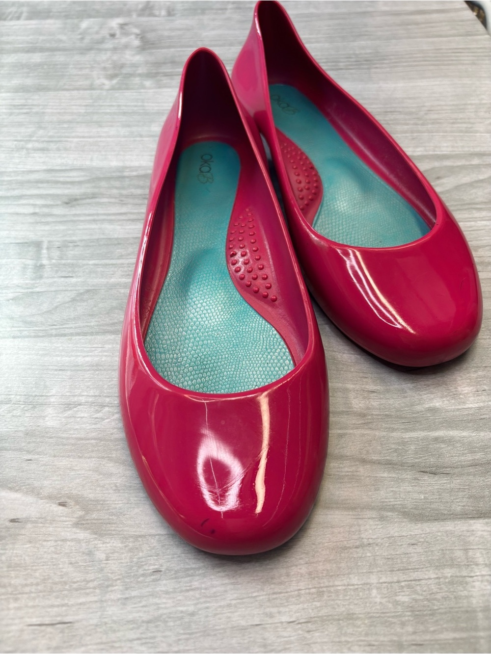 OKA b. Hot Pink Fuchsia Jelly Patent Ballet Flats Size 10